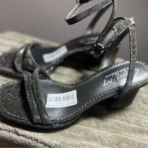 Black Silver  and Gold Strappy Heels by Sam Edelman.